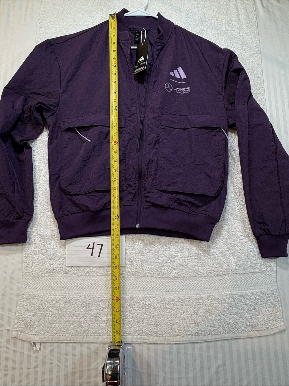 NWT Adidas Mercedes-AMG Petronas F1 Team Premium Woven Bomber Jacket Purple XS